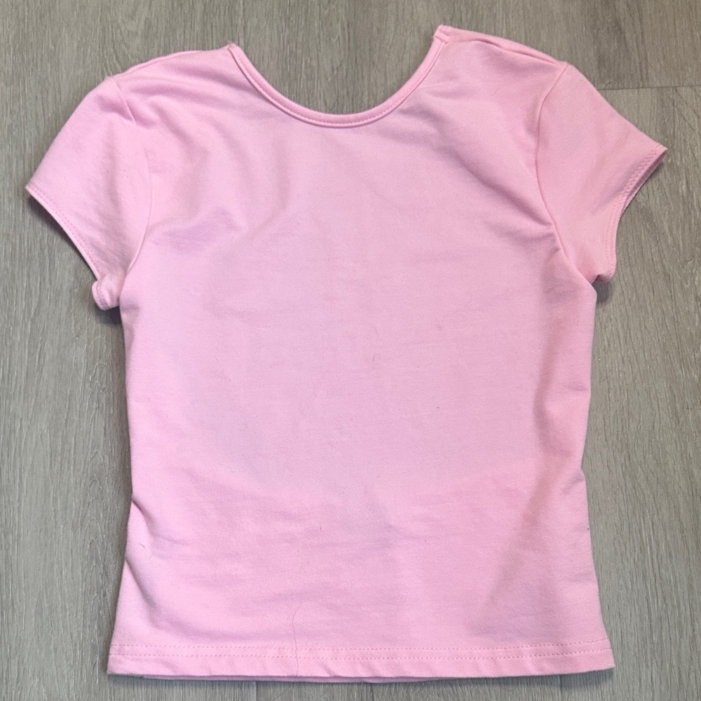 EDIKTED Pink Short Sleeve backless crop Top size Xs